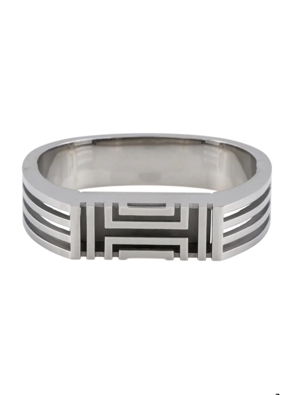 Tory Burch X Fitbit Silver Tone Metal Geometric Hinged Bangle Bracelet